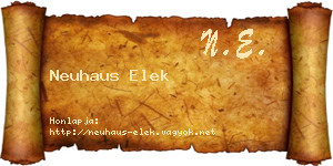 Neuhaus Elek névjegykártya
